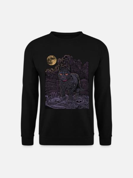 Gothic Katze - Schwarze Katze auf dem Friedhof - Unisex Pullover - Schwarz