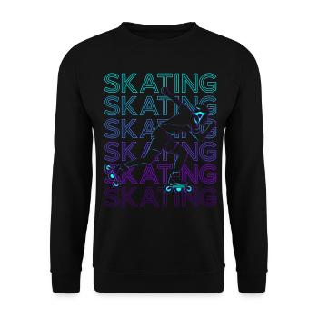 Schlittschuhlaufen Skater Skate Retro - Unisex Pullover - Schwarz - Vorne - Alina (178cm) & Michal (187cm)
