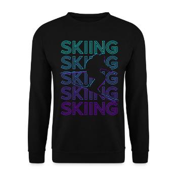 Skiing Skiers Ski Retro - Unisex Sweatshirt - black - Front - Alina (178cm) & Michal (187cm)