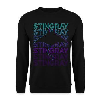 Stachelrochen Manta Rochen Retro - Unisex Pullover - Schwarz - Vorne - Alina (178cm) & Michal (187cm)