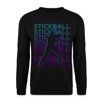 Stickball Spieler Retro - Unisex Pullover - Schwarz - Vorne - Alina (178cm) & Michal (187cm)