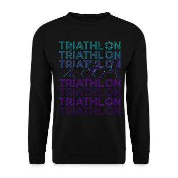 Triathlon Triathlet Retro - Unisex Pullover - Schwarz - Vorne - Alina (178cm) & Michal (187cm)