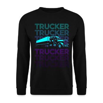 Trucker Lkw-Fahrer Retro - Unisex Pullover - Schwarz - Vorne - Alina (178cm) & Michal (187cm)