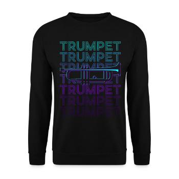 Trompetenspieler Trompeter Retro - Unisex Pullover - Schwarz - Vorne - Alina (178cm) & Michal (187cm)