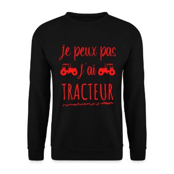 Je peux pas j'ai tracteur - rouge - Sweat-shirt Unisexe - noir - Devant - Alina (178cm) & Michal (187cm)