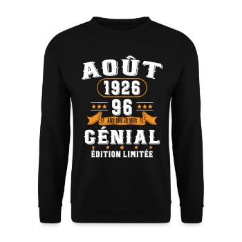 96 Ans Anniversaire Vintage Né(e) en Août 1926 - Sweat-shirt Unisexe - noir - Devant - Alina (178cm) & Michal (187cm)