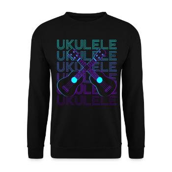 Ukulele Spieler Ukulelist Retro - Unisex Pullover - Schwarz - Vorne - Alina (178cm) & Michal (187cm)