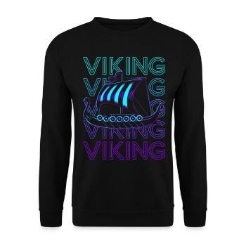 Navire Viking Longship Rétro - Sweat-shirt Unisexe - noir - Devant - Alina (178cm) & Michal (187cm)