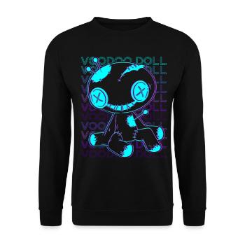Voodoo Puppe Hexerei Retro - Unisex Pullover - Schwarz - Vorne - Alina (178cm) & Michal (187cm)