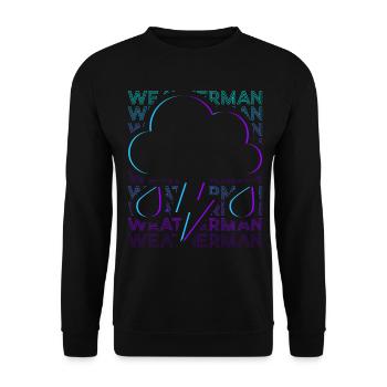 Meteorologe Wetterfrosch Wettervorhersager Retro - Unisex Pullover - Schwarz - Vorne - Alina (178cm) & Michal (187cm)
