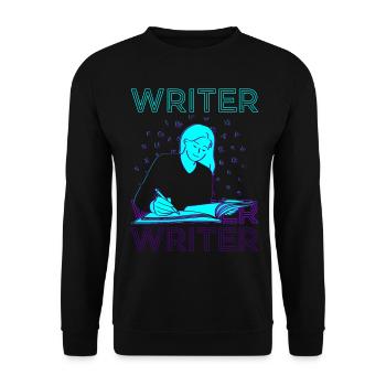Autorin Autor Schreiben Retro - Unisex Pullover - Schwarz - Vorne - Alina (178cm) & Michal (187cm)
