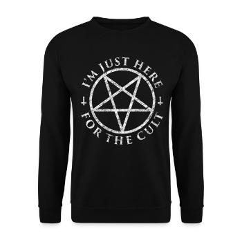 Lustiges kultisches okkultes Pentagramm - Unisex Pullover - Schwarz - Vorne - Alina (178cm) & Michal (187cm)