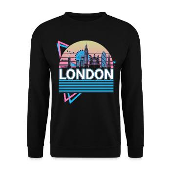 London City Skyline Cityscape Retro - Unisex Sweatshirt - black - Front - Alina (178cm) & Michal (187cm)