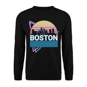 Boston City Skyline Cityscape Retro - Unisex Sweatshirt - black - Front - Alina (178cm) & Michal (187cm)