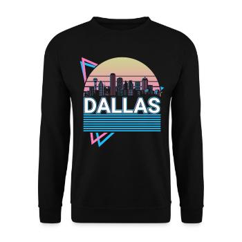 Dallas Stadt Skyline Stadtbild Retro - Unisex Pullover - Schwarz - Vorne - Alina (178cm) & Michal (187cm)