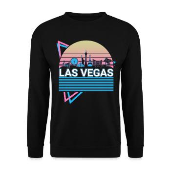 Las Vegas City Skyline Cityscape Retro - Unisex Sweatshirt - black - Front - Alina (178cm) & Michal (187cm)