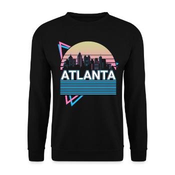 Atlanta Stadt Skyline Stadtbild Retro - Unisex Pullover - Schwarz - Vorne - Alina (178cm) & Michal (187cm)