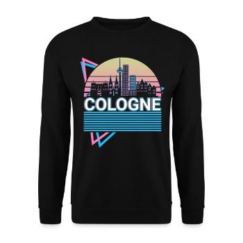 Köln Stadt Skyline Stadtbild Retro - Unisex Pullover - Schwarz - Vorne - Alina (178cm) & Michal (187cm)