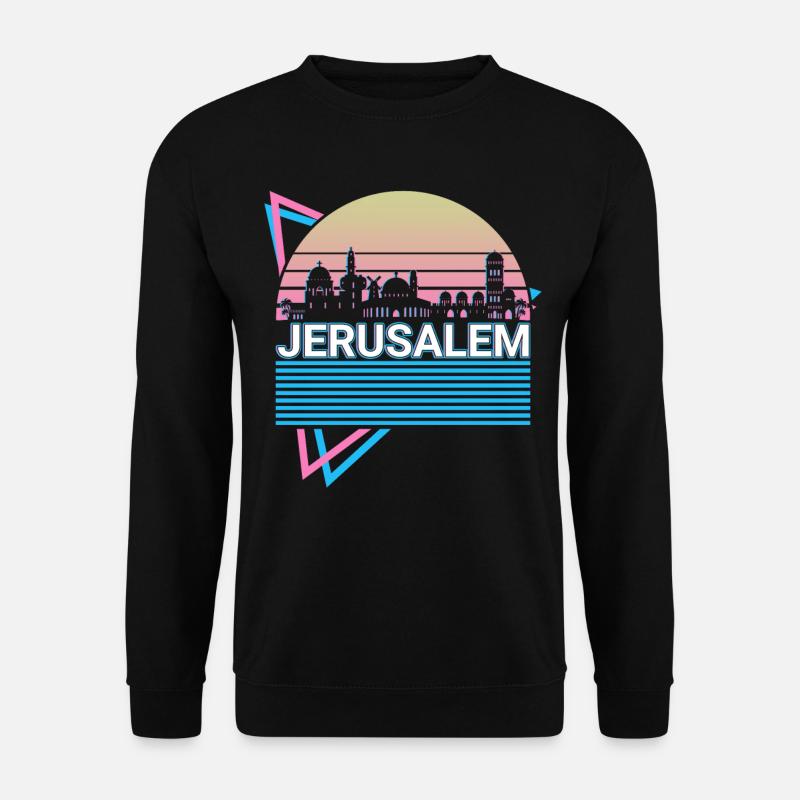 Jerusalem Stadt Skyline Stadtbild Retro - Unisex Pullover - Schwarz