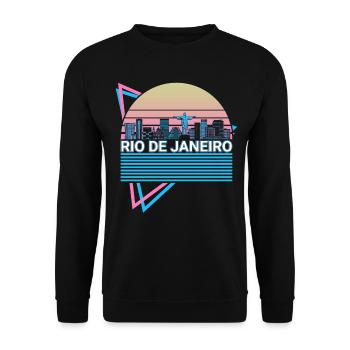 Rio de Janeiro City Skyline Cityscape Rétro - Sweat-shirt Unisexe - noir - Devant - Alina (178cm) & Michal (187cm)