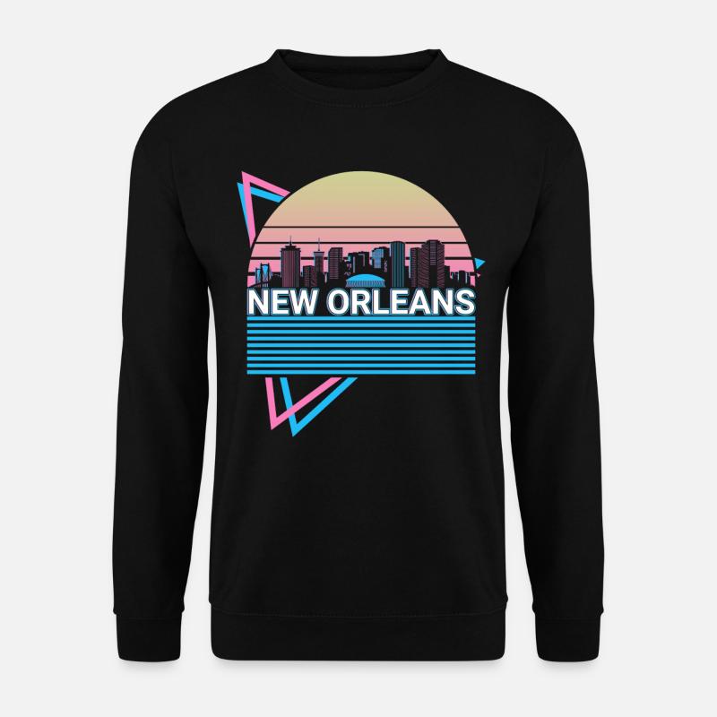 New Orleans Stadt Skyline Stadtbild Retro - Unisex Pullover - Schwarz