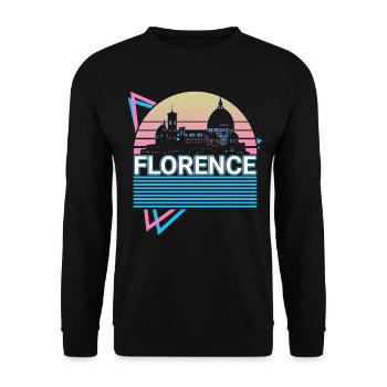 Florenz Stadt Skyline Stadtbild Retro - Unisex Pullover - Schwarz - Vorne - Alina (178cm) & Michal (187cm)