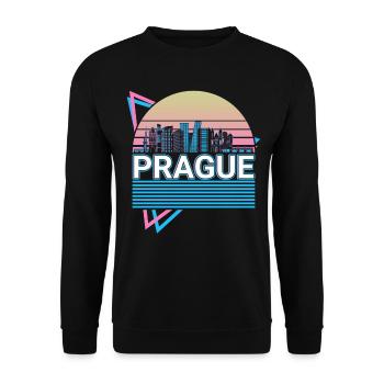 Praque City Skyline Paysage urbain Rétro - Sweat-shirt Unisexe - noir - Devant - Alina (178cm) & Michal (187cm)