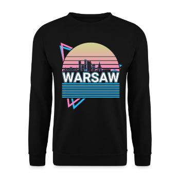 Warschau Stadt Skyline Stadtbild Retro - Unisex Pullover - Schwarz - Vorne - Alina (178cm) & Michal (187cm)