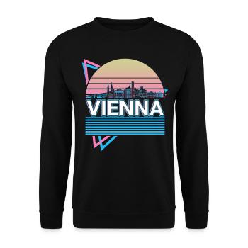 Vienne City Skyline Cityscape Rétro - Sweat-shirt Unisexe - noir - Devant - Alina (178cm) & Michal (187cm)