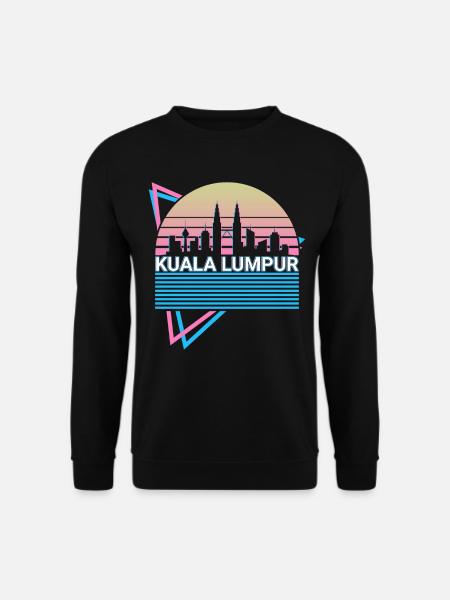Kuala Lumpur Stadt Skyline Stadtbild Retro - Unisex Pullover - Schwarz