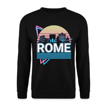 Rom Stadt Skyline Stadtbild Retro - Unisex Pullover - Schwarz - Vorne - Alina (178cm) & Michal (187cm)