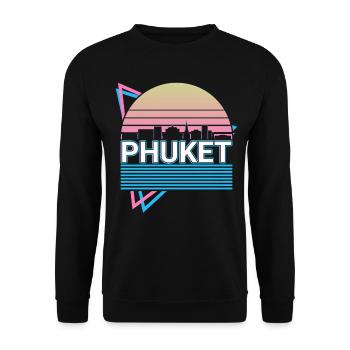 Phuket Stadt Skyline Stadtbild Retro - Unisex Pullover - Schwarz - Vorne - Alina (178cm) & Michal (187cm)