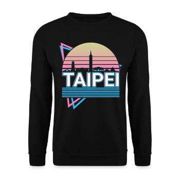 Taipeh Stadt Skyline Stadtbild Retro - Unisex Pullover - Schwarz - Vorne - Alina (178cm) & Michal (187cm)