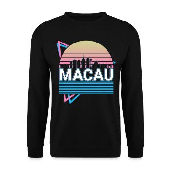 Macao City Skyline Cityscape Rétro - Sweat-shirt Unisexe - noir - Devant - Alina (178cm) & Michal (187cm)