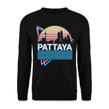 Pattaya Stadt Skyline Stadtbild Retro - Unisex Pullover - Schwarz - Vorne - Alina (178cm) & Michal (187cm)
