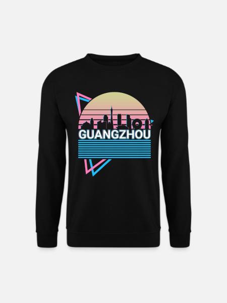 Guangzhou Stadt Skyline Stadtbild Retro - Unisex Pullover - Schwarz
