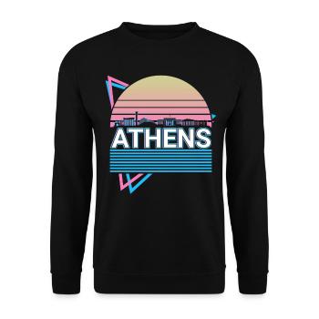 Athen Stadt Skyline Stadtbild Retro - Unisex Pullover - Schwarz - Vorne - Alina (178cm) & Michal (187cm)