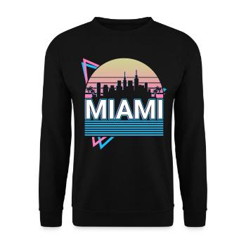 Miami Stadt Skyline Stadtbild Retro - Unisex Pullover - Schwarz - Vorne - Alina (178cm) & Michal (187cm)