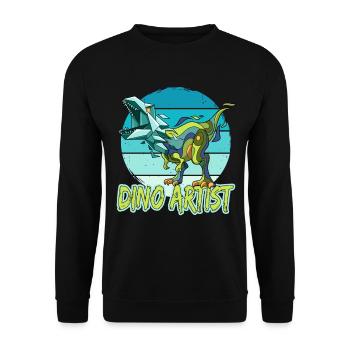 Dino Artist Dinosaurier Kunst Tyrannosaurus - Unisex Pullover - Schwarz - Vorne - Alina (178cm) & Michal (187cm)