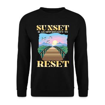 Sunset Is An Oppurtunity To Reset für einen - Unisex Pullover - Schwarz - Vorne - Alina (178cm) & Michal (187cm)