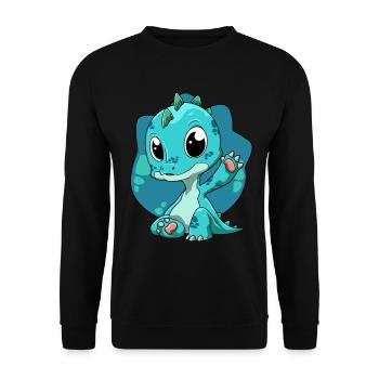 Niedlicher Dino Dinosaurier Kinder - Unisex Pullover - Schwarz - Vorne - Alina (178cm) & Michal (187cm)