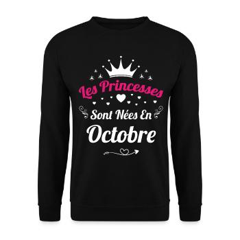 Les Princesses Sont Nées En Octobre Anniversaire - Sweat-shirt Unisexe - noir - Devant - Alina (178cm) & Michal (187cm)