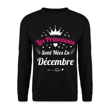 Les Princesses Sont Nées En Décembre Anniversaire - Sweat-shirt Unisexe - noir - Devant - Alina (178cm) & Michal (187cm)