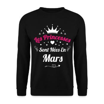 Les Princesses Sont Nées En Mars Anniversaire - Sweat-shirt Unisexe - noir - Devant - Alina (178cm) & Michal (187cm)