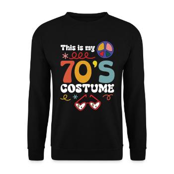 This is my 70s Costume Halloween 70er Party Disco - Unisex Sweatshirt - black - Front - Alina (178cm) & Michal (187cm)