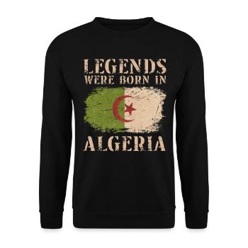 Vintage Design Algerian Flag - Unisex Sweatshirt - black - Front - Alina (178cm) & Michal (187cm)