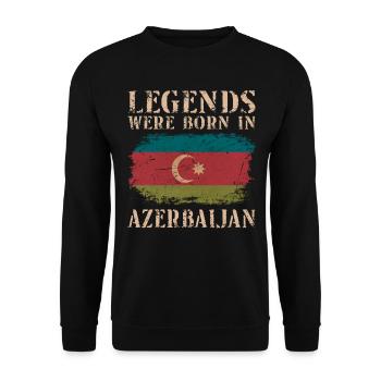 Vintage -Design Aserbaidschan Flagge - Unisex Pullover - Schwarz - Vorne - Alina (178cm) & Michal (187cm)