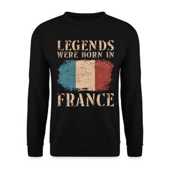 Vintage Design Français Drapeau France - Sweat-shirt Unisexe - noir - Devant - Alina (178cm) & Michal (187cm)