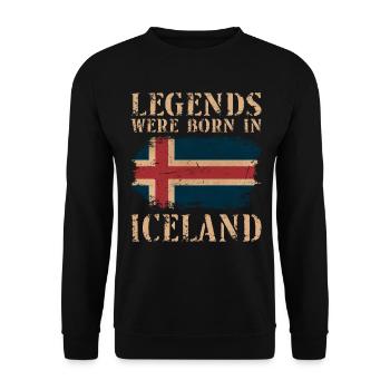 Vintage Design Île du drapeau islandais - Sweat-shirt Unisexe - noir - Devant - Alina (178cm) & Michal (187cm)