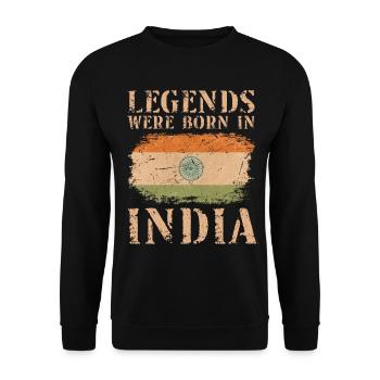 Vintage Design Indian Flag India Indien - Unisex Pullover - Schwarz - Vorne - Alina (178cm) & Michal (187cm)